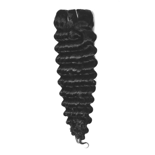 Curly Full Head Remy Clip in Human Hair Extensions - Jet Black (#1)