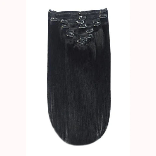 Teljes fej Remy klip az emberi hajhosszabbításokban - Jet Black (# 1)