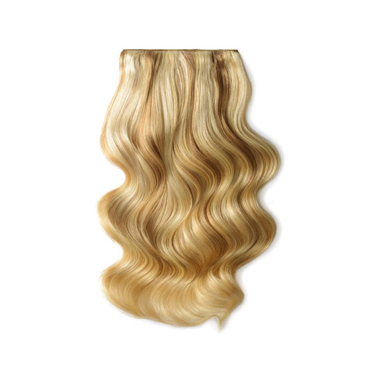 Double Wefted Full Head Remy Clip in Human Hair Extensions - Natural Sandy Blonde (#12/16/613)