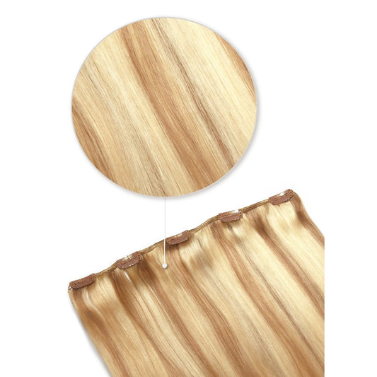 One Piece Top-up Remy Clip in Human Hair Extensions - Natural Sandy Blonde (#12/16/613)