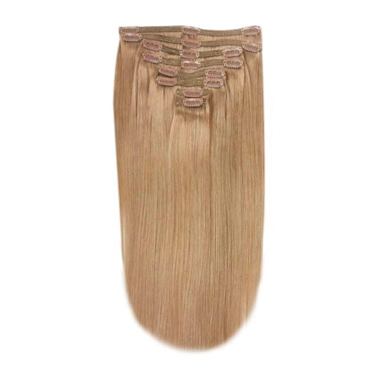 Full Head Remy Clip in Human Hair Extensions - Lightest Brown (#18)