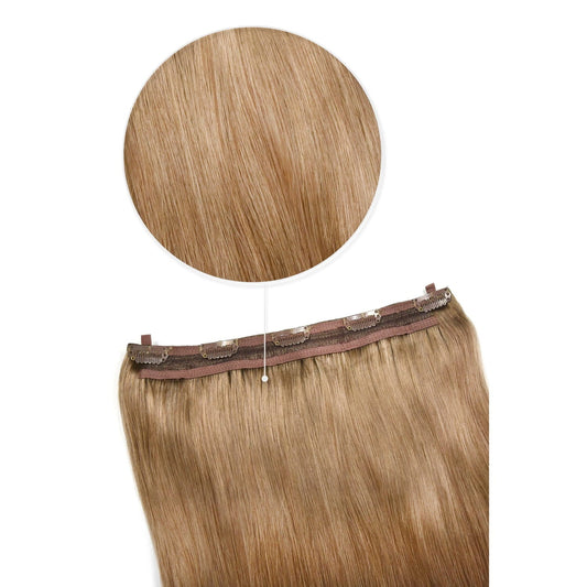 Quad Wefted Remy Clip in Human Hair Extensions -Lightest Brown (#18)