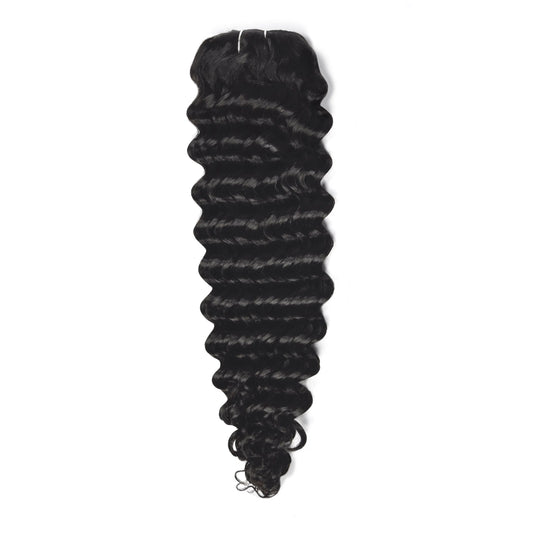 Curly Full Head Remy Clip in Human Hair Extensions - Off/Natural Black (#1B)