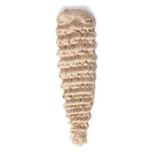 Curly Full Head Remy Clip in Human Hair Extensions - Light Ash Blonde (#22)