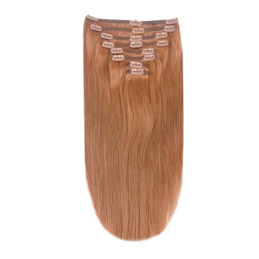 Full Head Remy Clip in Human Hair Extensions - Light Auburn (#30)