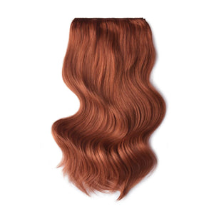 Double Wefted Full Head Remy Clip in Human Hair Extensions -  Dark Auburn/Copper Red (#33)