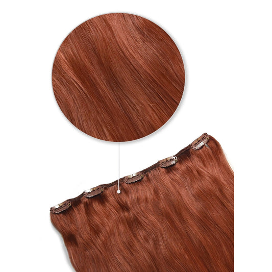 One Piece Top-up Remy Clip in Human Hair Extensions - Dark Auburn / Copper Red (#33)