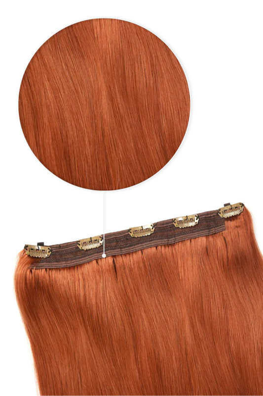 Quad Wefted Remy Clip in Human Hair Extensions- Cowgirl Copper (#350/33)