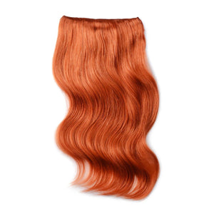 Double Wefted Full Head Remy Clip in Human Hair Extensions - Flaming Ginger (#350)
