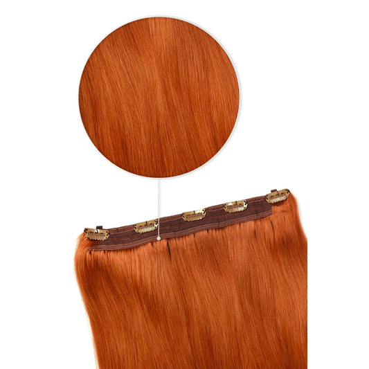 Quad Wefted Remy Clip in Human Hair Extensions - Ginger / Natural Red #350