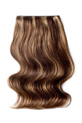 Clip de cabeza completa con doble trama en extensiones de cabello humano - Destacados de Brown Blonde (# 4/27)