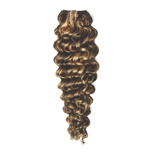 Curly Full Head Remy Clip in Human Hair Extensions - Chocolate Honey (#4/27)