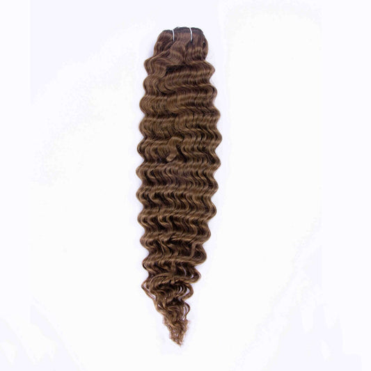 Curly Full Head Remy Clip in Human Hair Extensions - Light/Chestnut Brown (#6)