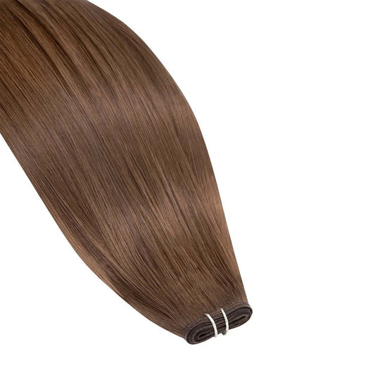 Light Brown (#6) Remy Royale Flat Weft Hair Extensions