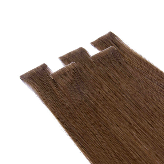 Light Brown (#6) Remy Royale Invisible Tape In Hair Extensions