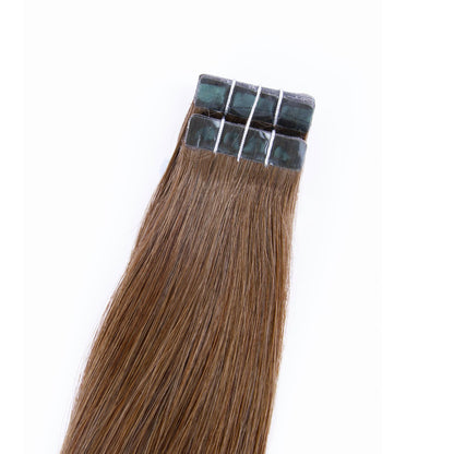 Light/Chestnut Brown (#6) Tape In Hair Extensions - Attachment method