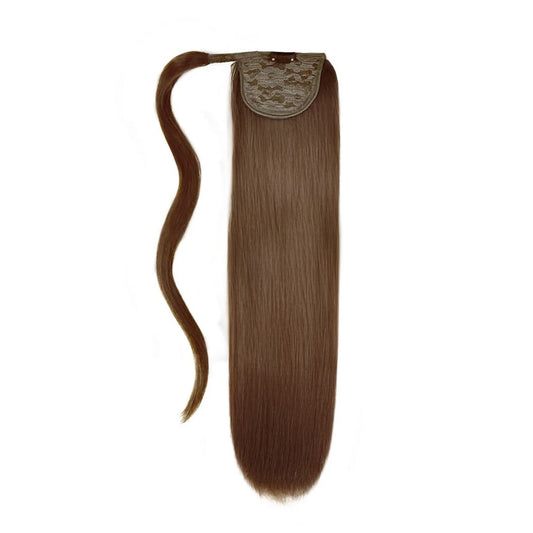 Light/Chestnut Brown (#6) Straight Up Wrap Around Ponytail