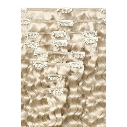 Lightest Blonde (#60) Curly Full Head Hair Extensions: Extension attachment method