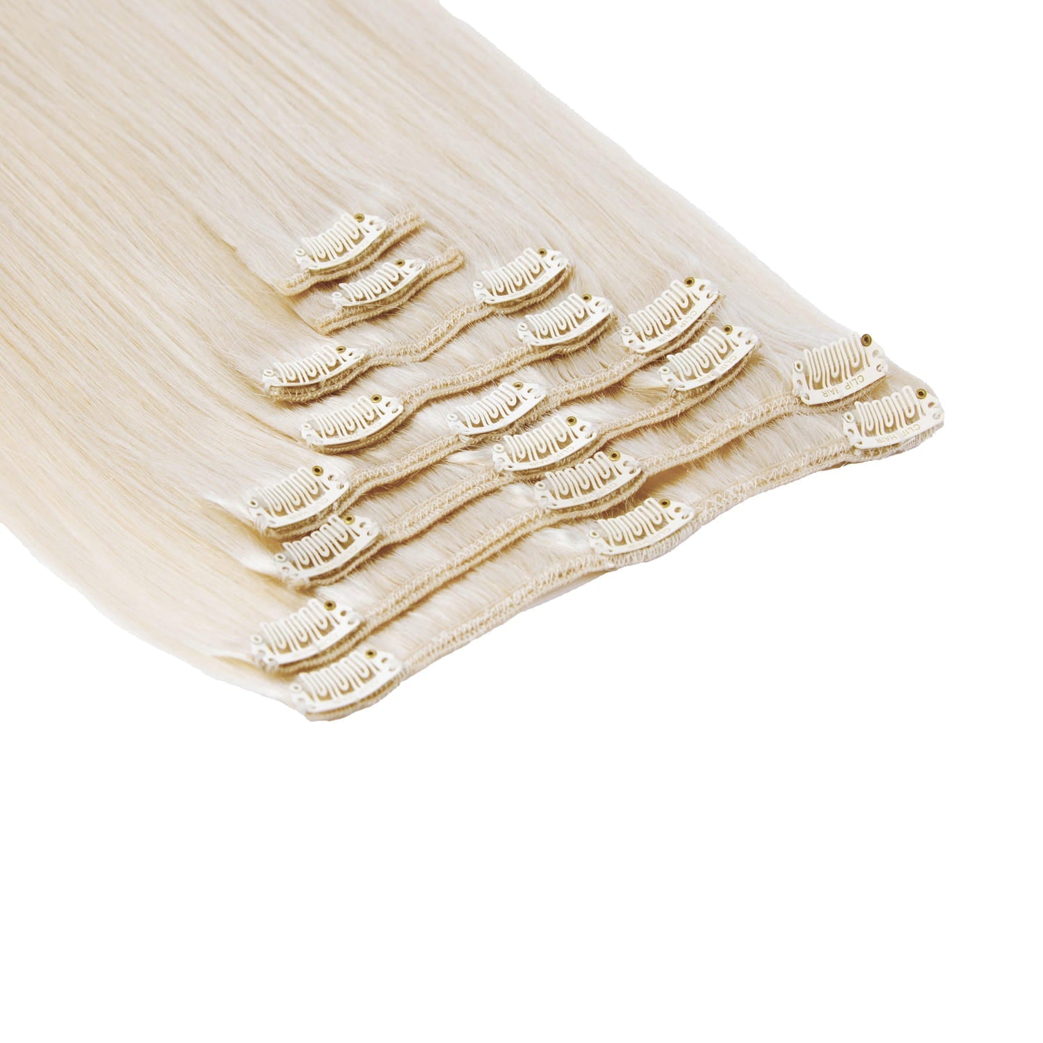 Lightest Blonde (#60) Full Head Set Hair Extension: Extension attachment method