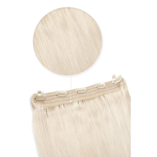 Quad Wefted Remy Clip in Human Hair Extensions- Lightest Blonde (#60)