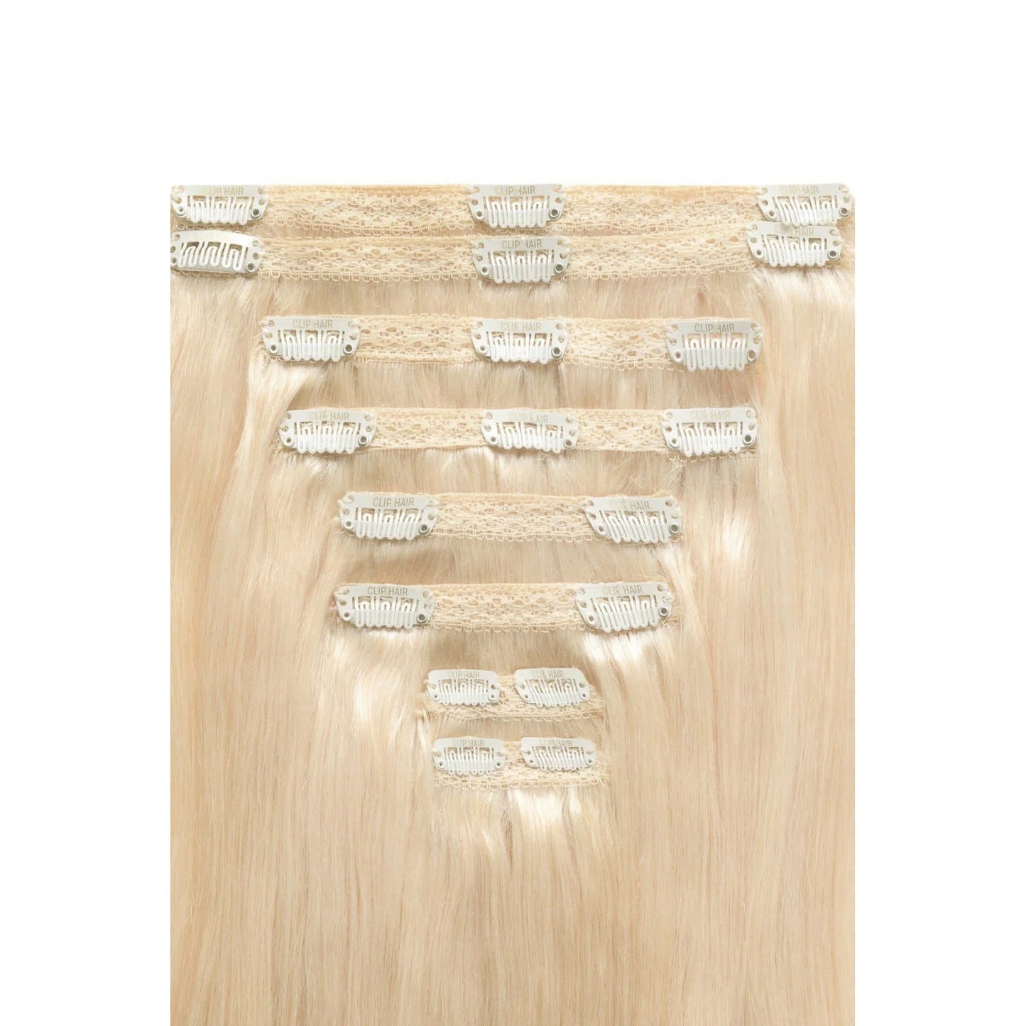 Bleach Blonde (#613) Double Weft Hair Extensions: attachment method