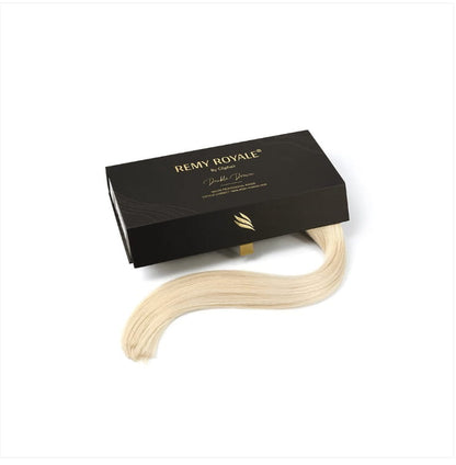 Bleach Blonde (#613) Remy Royale Nano Ring Hair Extension: extension and box