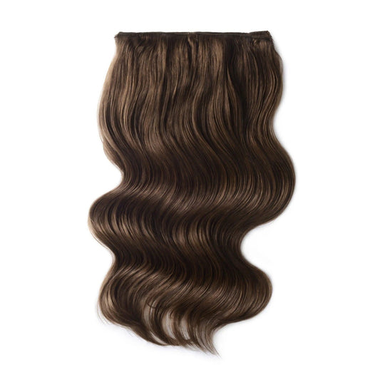 Double Wefted Full Head Remy Clip in Human Hair Extensions - Mousey Brown (#6B)