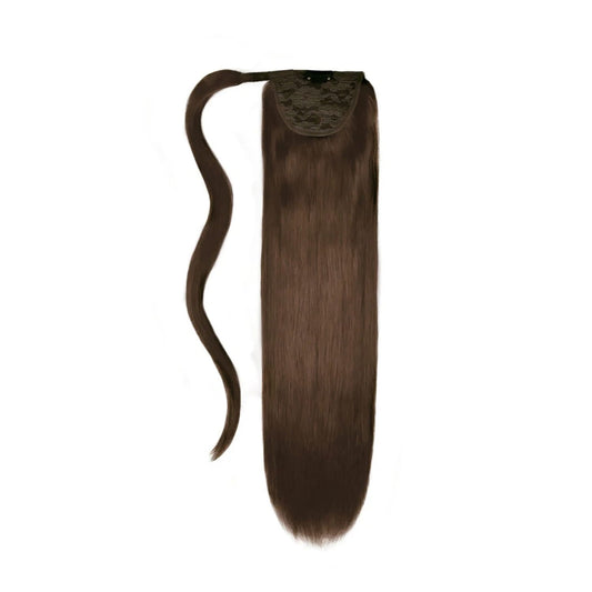 Mousey Brown (#6B) Straight Up Wrap Around Ponytail