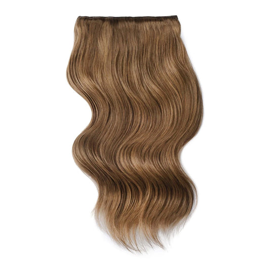 Double Wefted Full Head Remy Clip in Human Hair Extensions - Medium Ash Brown (#8)
