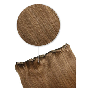 One Piece Top-up Remy Clip in Human Hair Extensions - Medium Ash Brown (#8)