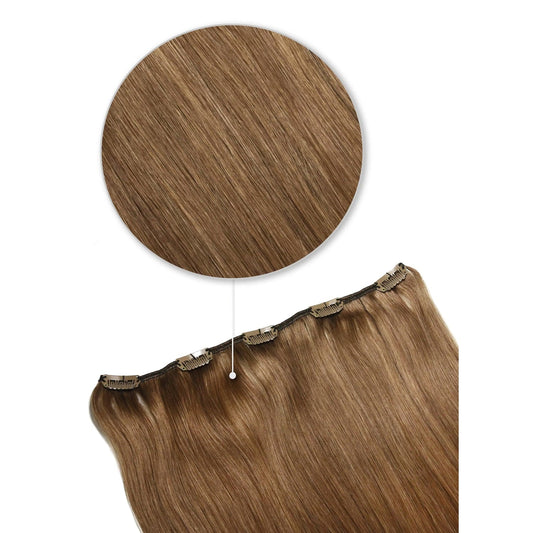 One Piece Top-up Remy Clip in Human Hair Extensions - Medium Ash Brown (#8)