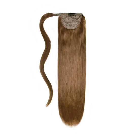 Medium Ash Brown (#8) Straight Up Wrap Around Ponytail Extension