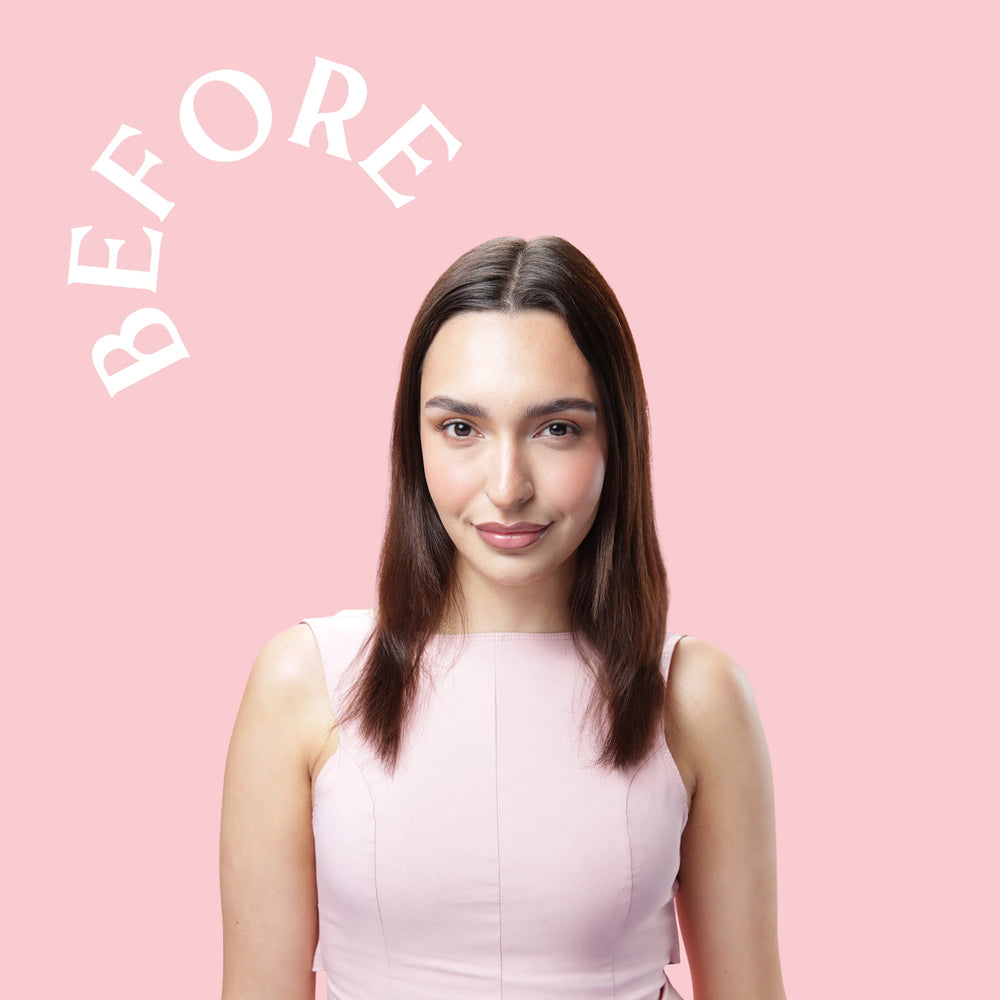 Model before adding hair extensions