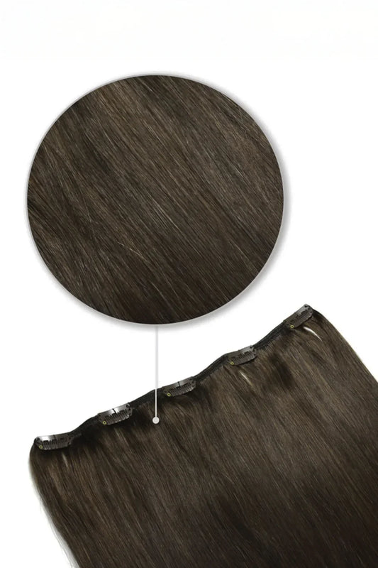 One Piece Top-up Remy Clip in Human Hair Extensions - Dark Brown (#3)
