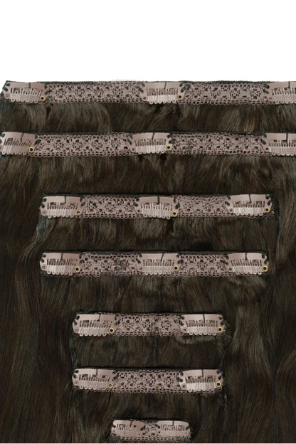 Dark Brown Double Weft Clip In Hair Extensions: attachment method