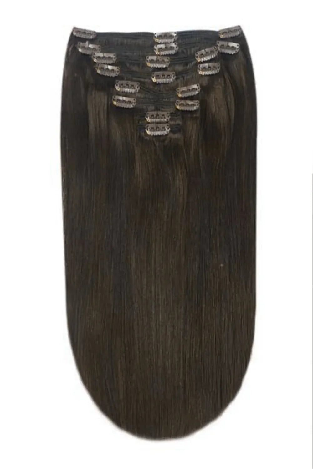 Dark Brown Full Head Clip In Hair Extensions