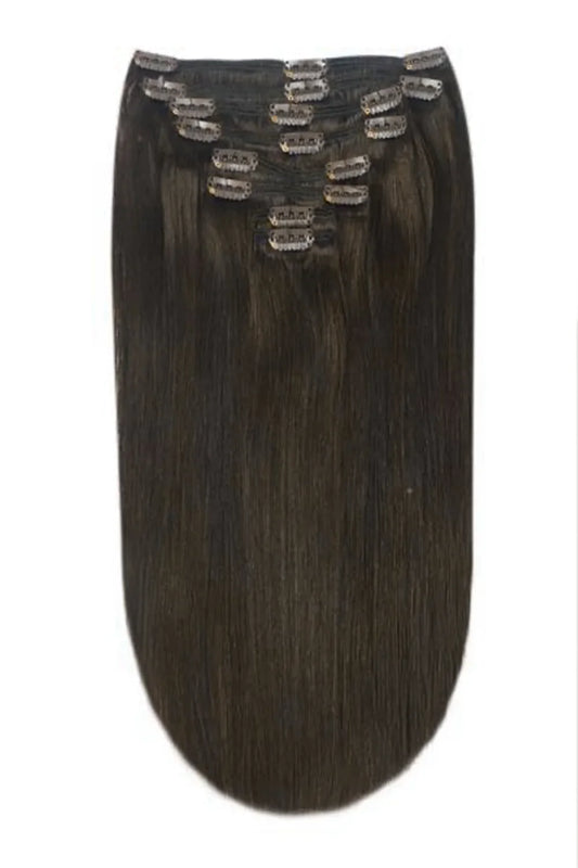 Dark Brown Full Head Clip In Hair Extensions