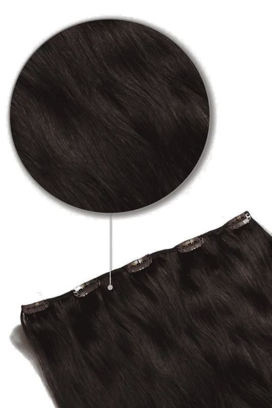 Darkest Brown (#2) One Piece Clip In Hair Extensions (Top-Up)