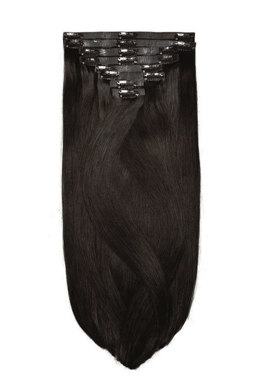 Darkest Brown (#2) Double Drawn Seamless Clip In Hair Extensions