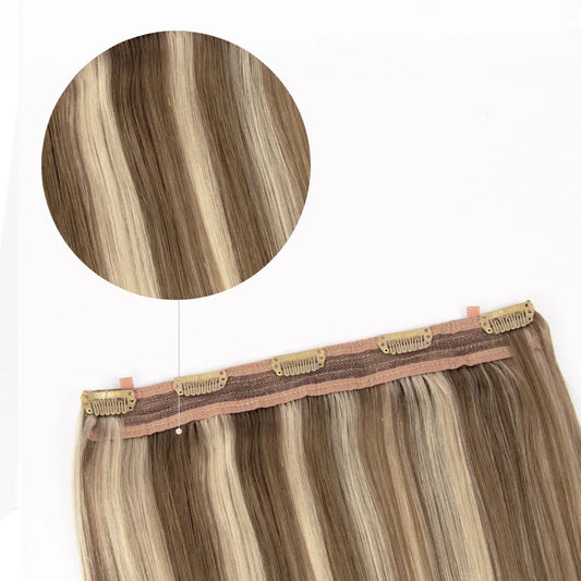 Iced Cappuccino (#14/22) Quad Weft Clip In One Piece Hair Extensions