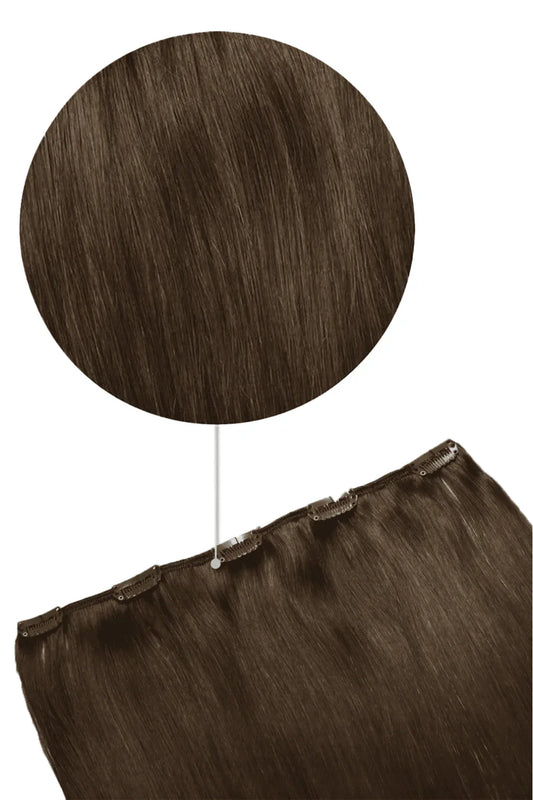 One Piece Top-up Remy Clip in Human Hair Extensions - Medium Brown (#4)