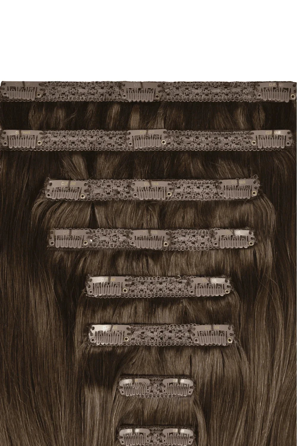 Medium Brown Double Weft Clip In Hair Extensions: Extension Attachment Method