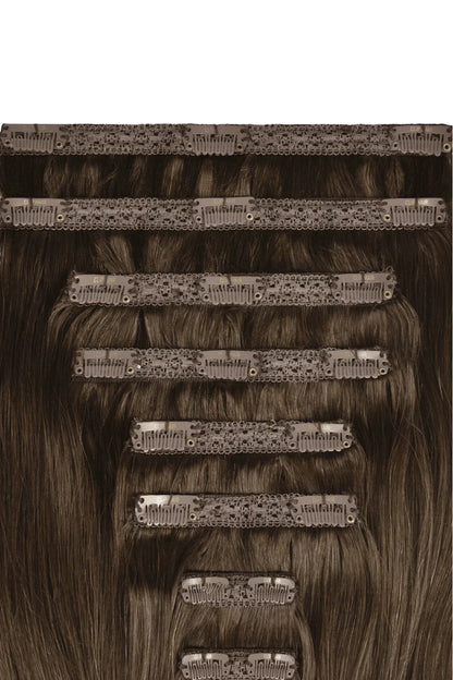 Medium Brown Double Weft Clip In Hair Extensions: Extension Attachment Method