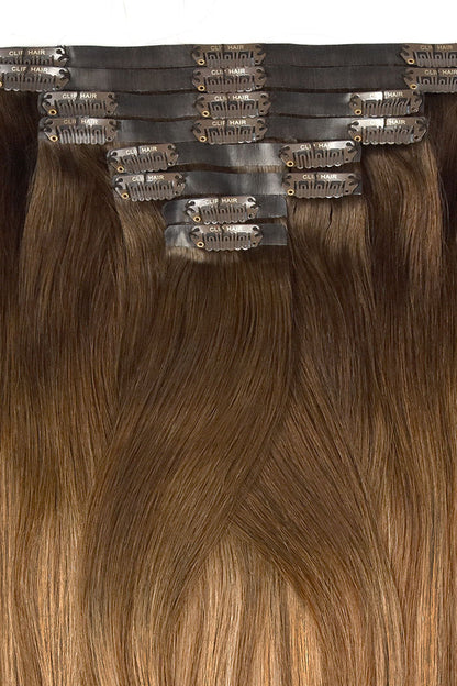 Remy Royale Seamless Clip ins -  Soft Bronze Balayage