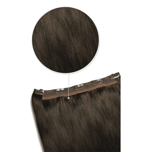 Dark Brown (#3) Quad Weft Clip In One Piece Hair Extensions
