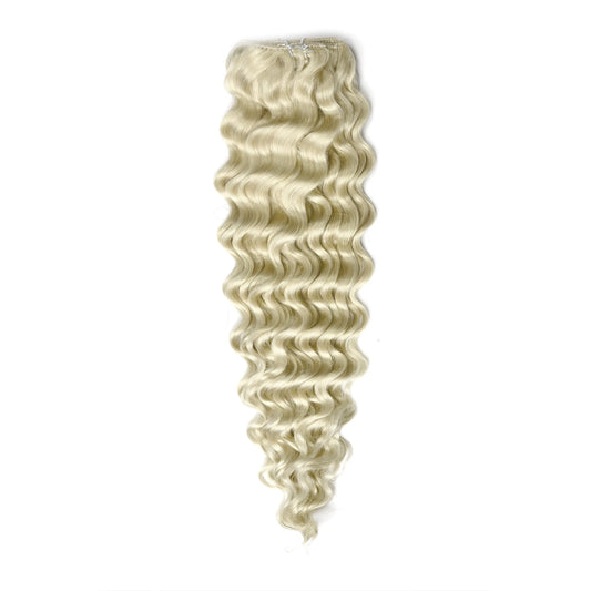 Curly Full Head Remy Clip in Human Hair Extensions - Barbie Blonde (#16/60)