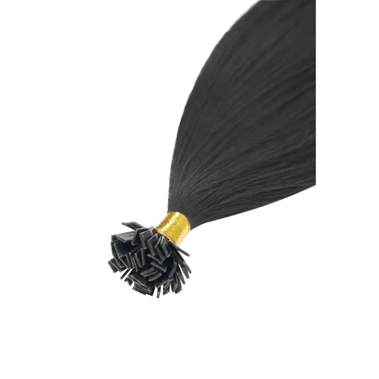 Jet Black (#1) Remy Royale Flat Tip Hair Extensions