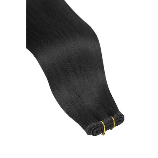 Jet Black (#1) Remy Royale Flat Weft Hair Extensions