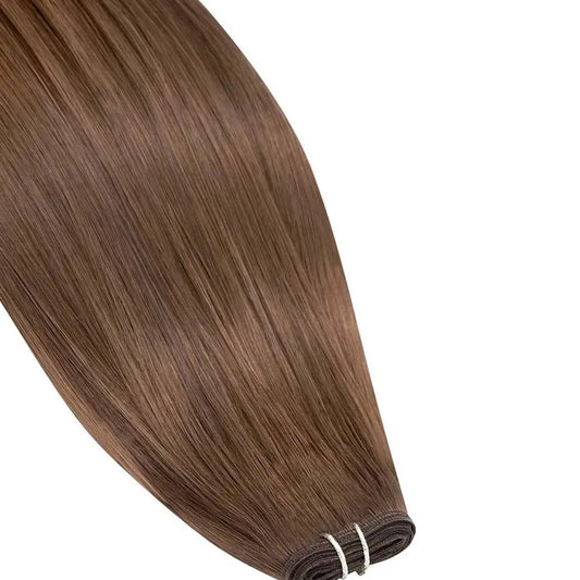 Light Brown (#6) Remy Royale Flat Weft Hair Extensions