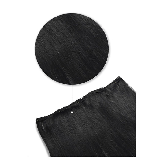 One Piece Top-up Remy Clip in Human Hair Extensions - Jet Black (#1)